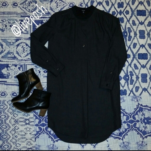 NWT MADEWELL Gray Flannel Latitude Shirtdress Long Sleeve - Picture 4 of 9